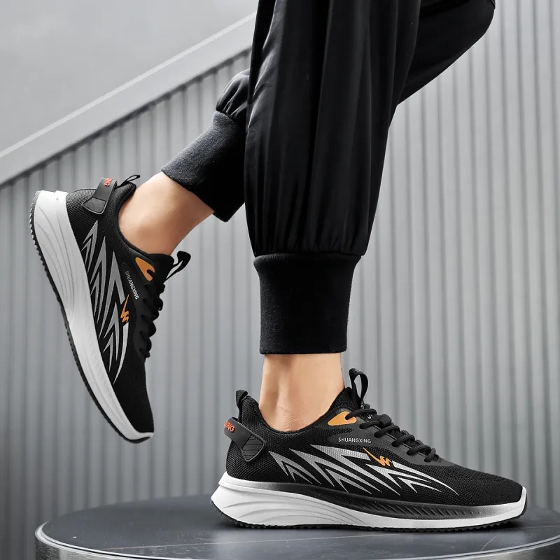 Binary Low Top Running Shoes Men's Black Orange-10