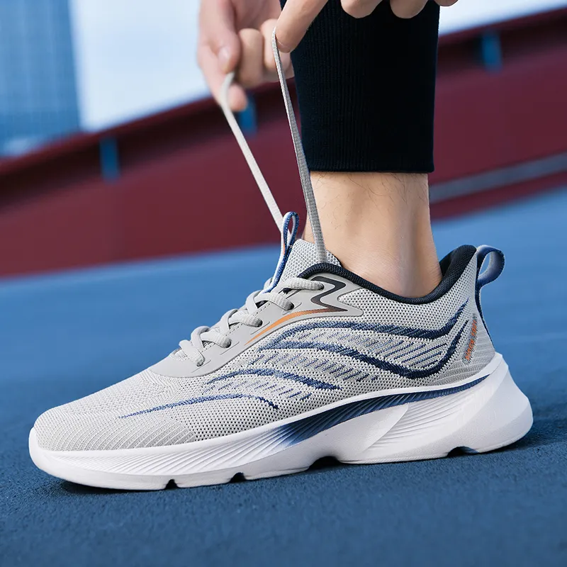 Binary Cushioning Anti Slip And Wear Resistant Breathable Support Low Top Running Shoes Men's Gray-8