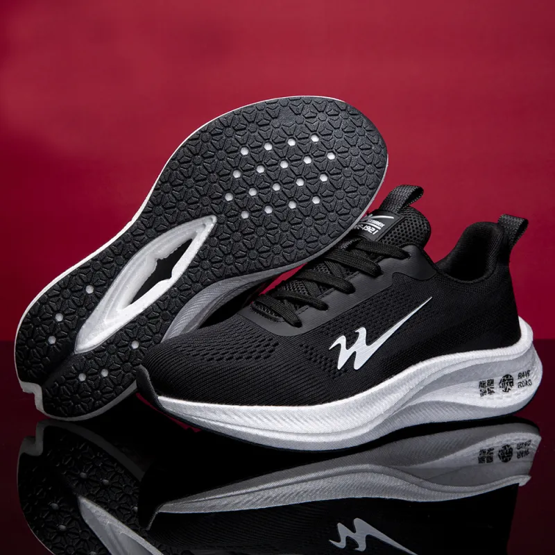 Binary Cushioning Rebound Abrasion Resistant Lightweight Breathable Slip Resistant Low Top Running Shoes Unisex Black-3