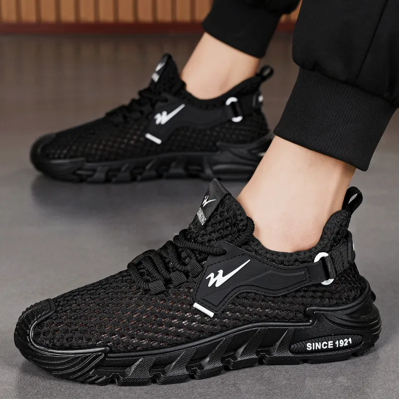 Binary Lightweight, Breathable, And Slip Resistant Low Top Running Shoes Men's Black-9