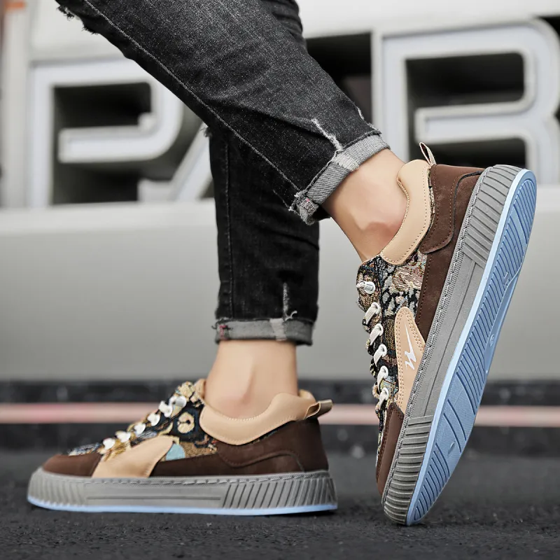Binary Low Top Skateboard Shoes Men's Brown-8