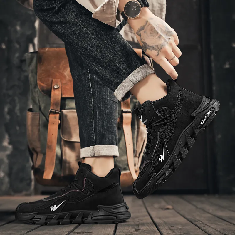 Binary Mid Top Skateboard Shoes Men's Black-7
