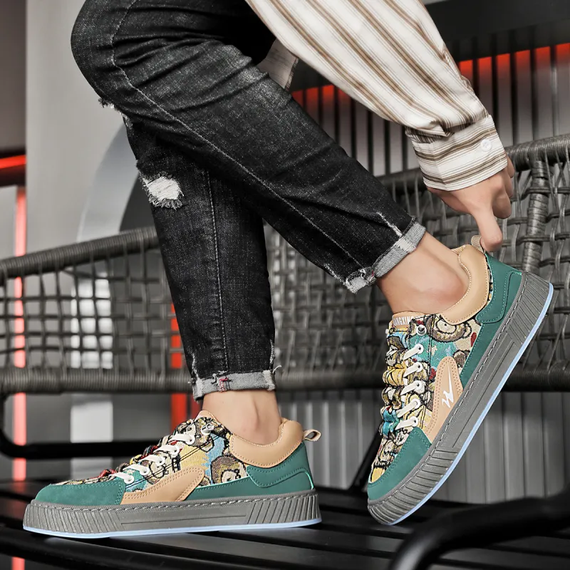 Binary Low Top Skateboard Shoes Men's Green-9