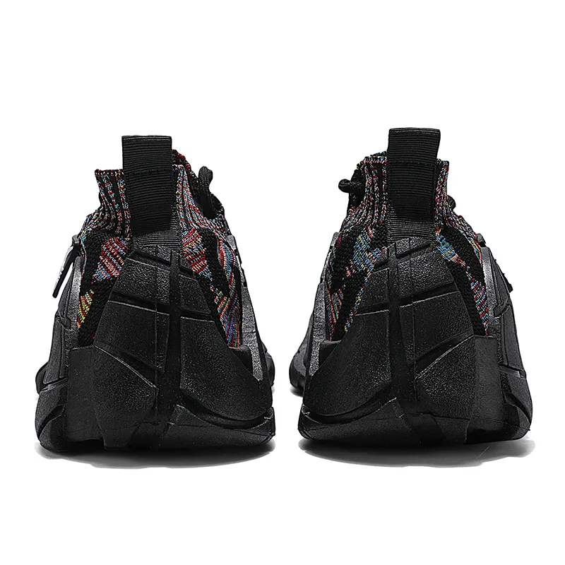 Binary Abrasion Resistant Slip Resistant Low Top Chunky Sneakers Men's Multicolor Black-4