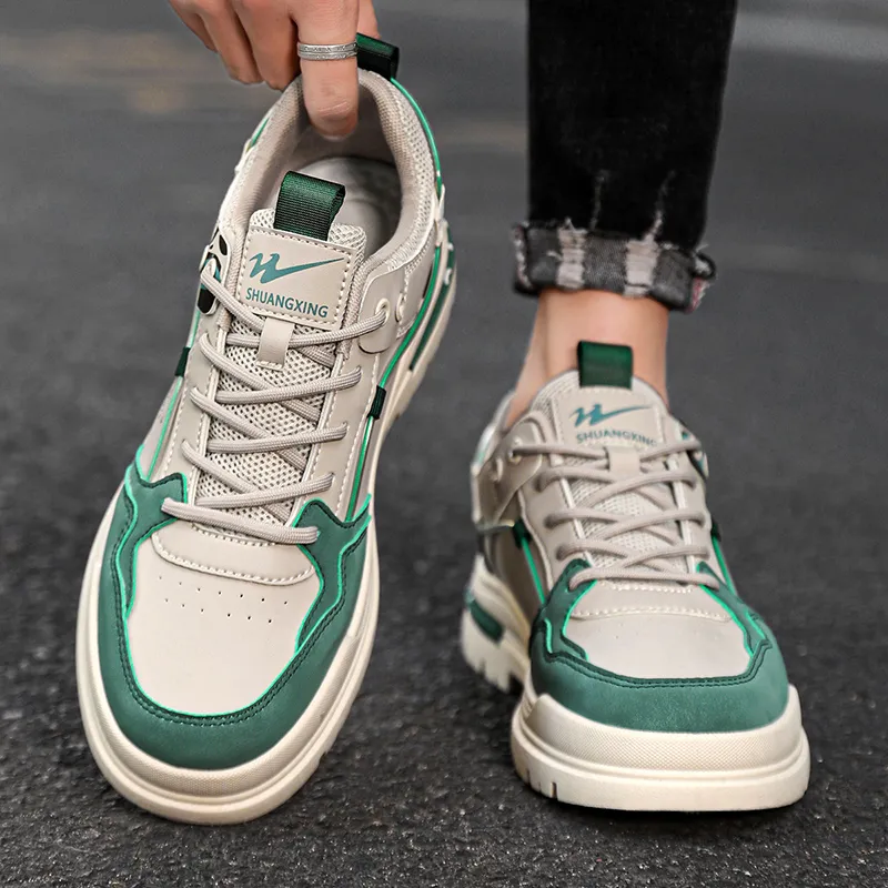Binary Low Top Skateboard Shoes Men's Beige Green-6