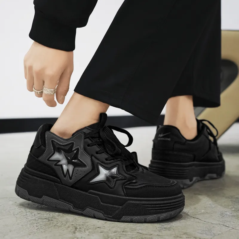 Binary Waterproof, Abrasion Resistant, Breathable, Height Increasing Low Top Skateboard Shoes Unisex Black White-7