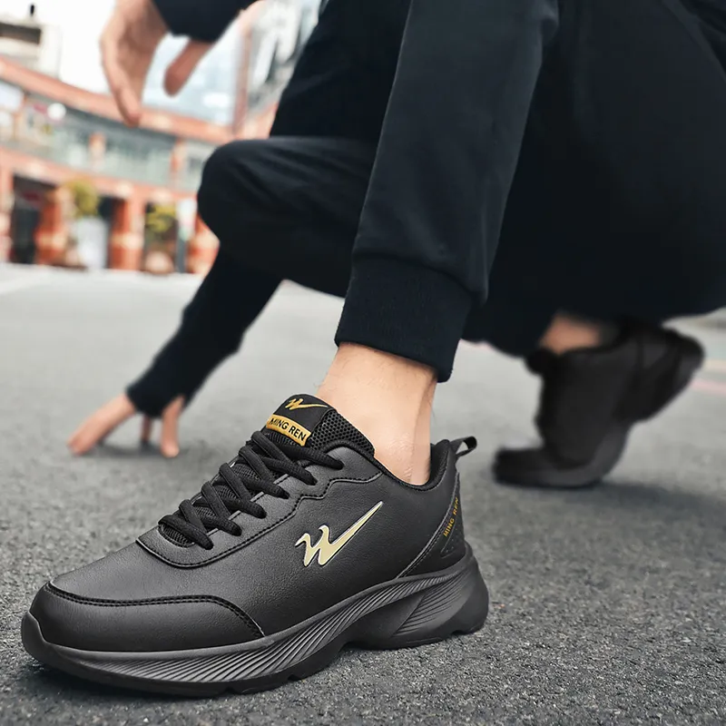 Binary Low Top Running Shoes Men's Black Gold-6
