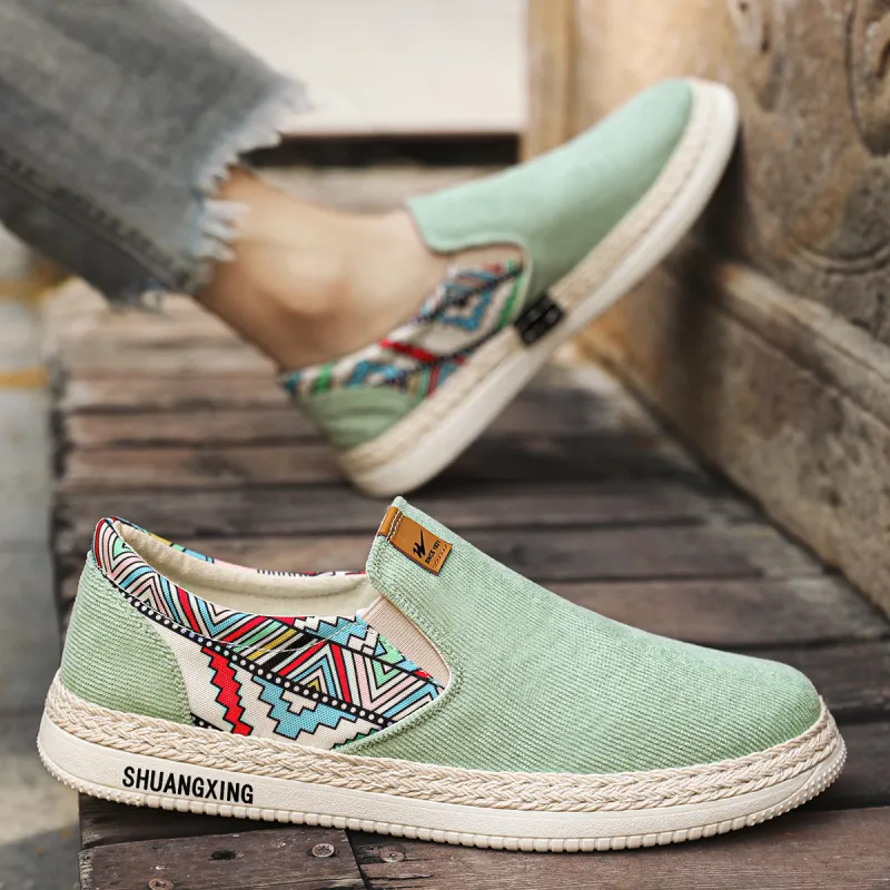 Binary Low Top Canvas Shoes Men's Green-6