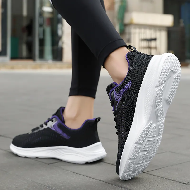 Binary Shock Absorbing, Non Slip, Wear Resistant, Breathable And Lightweight Low Top Running Shoes Women's Black Purple-8