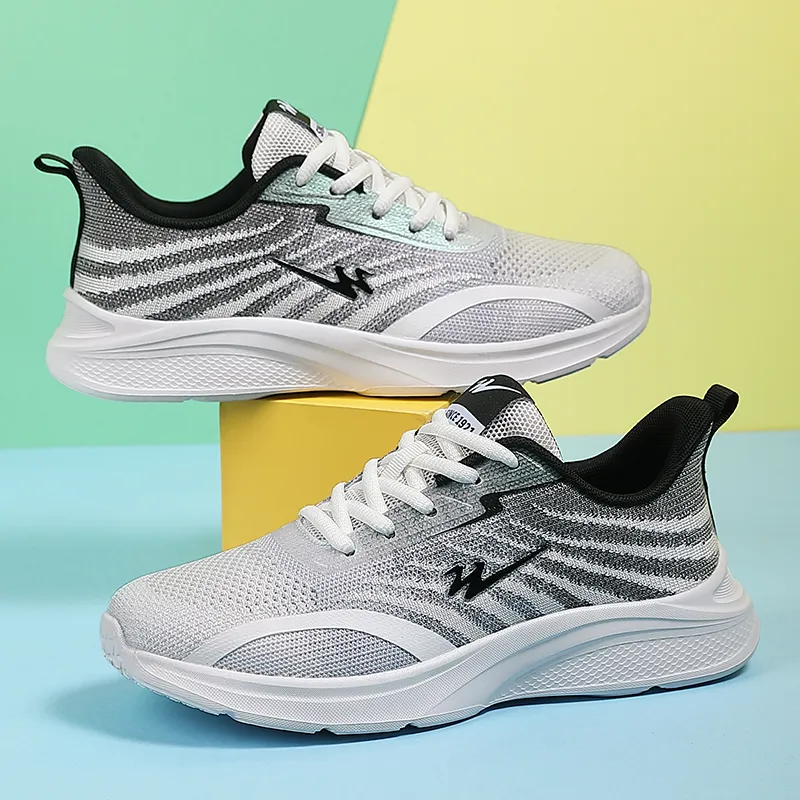 Binary Slip Resistant Lightweight Cushioning Low Top Casual Sprint Running Shoes Women's White Black-4