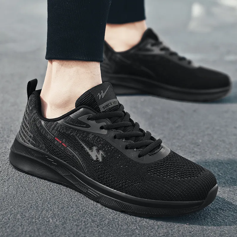 Binary Cushioning Rebound Lightweight Breathable Slip Resistant Low Top Running Shoes Men's Black-9