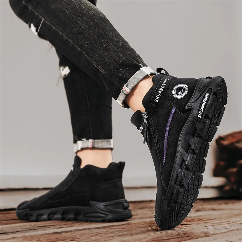 Binary Work Boots Men High Top Black-6