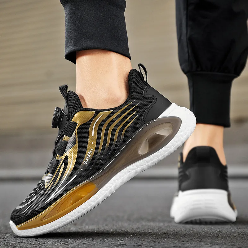 Binary Low Top Running Shoes Men's Black Gold-10