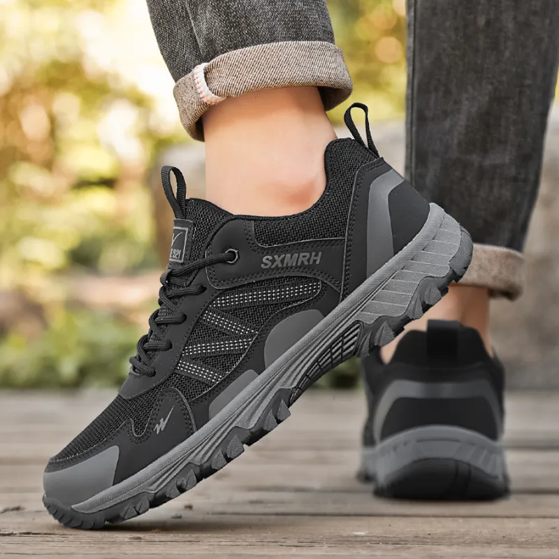 Binary Cushioning Abrasion Resistant Lightweight Breathable Slip Resistant Low Top Hiking Shoes Men's Black-6