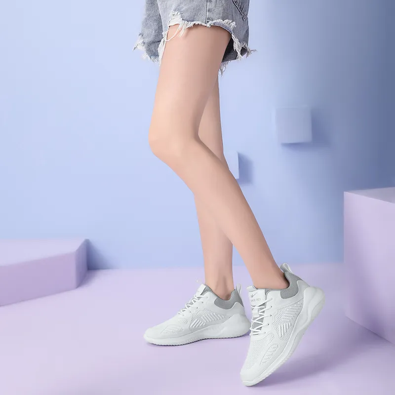 Binary Low Top Running Shoes Women's White Gray-6