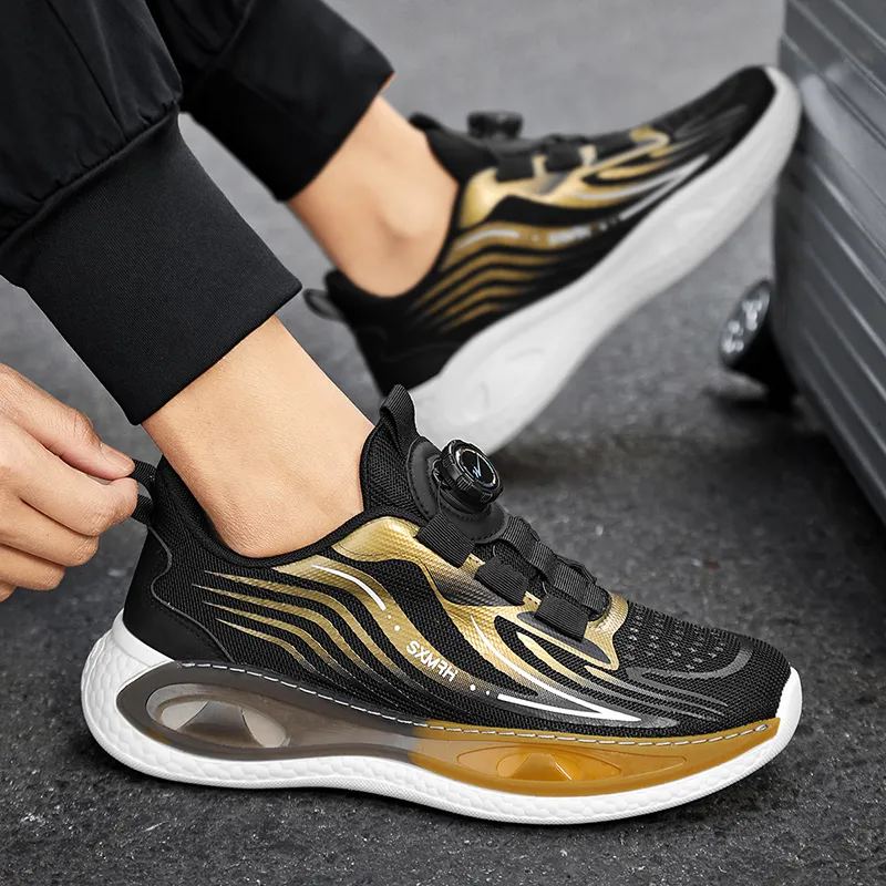 Binary Low Top Running Shoes Men's Black Gold-7