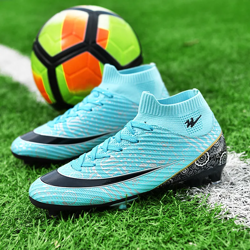 Binary FG Firm Ground Cushioning Lightweight Slip Resistant Soccer Shoes Unisex Aqua-2