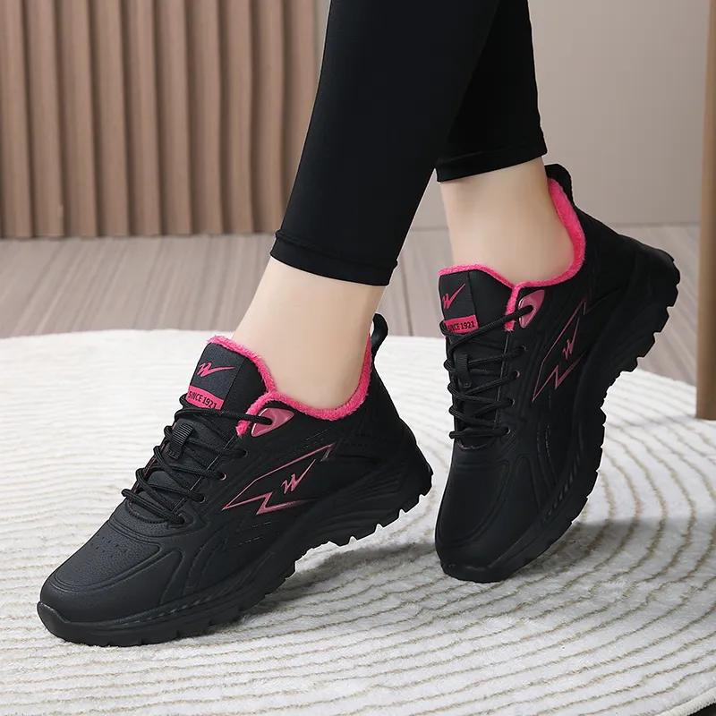 Binary Wear resistant And Lightweight Low Top Casual Shoes Women's All Black Red-7
