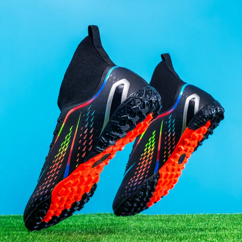 Binary TF Rubber Broken Studs Cushioning Abrasion Resistant Lightweight Soccer Shoes Unisex Black-4