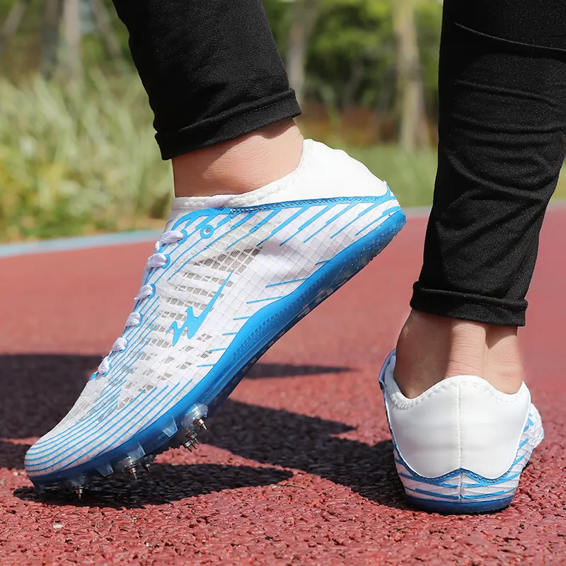 Binary Cushioned Anti-Slip Wear-Resistant Breathable Lightweight Running Shoes Unisex White Blue-10