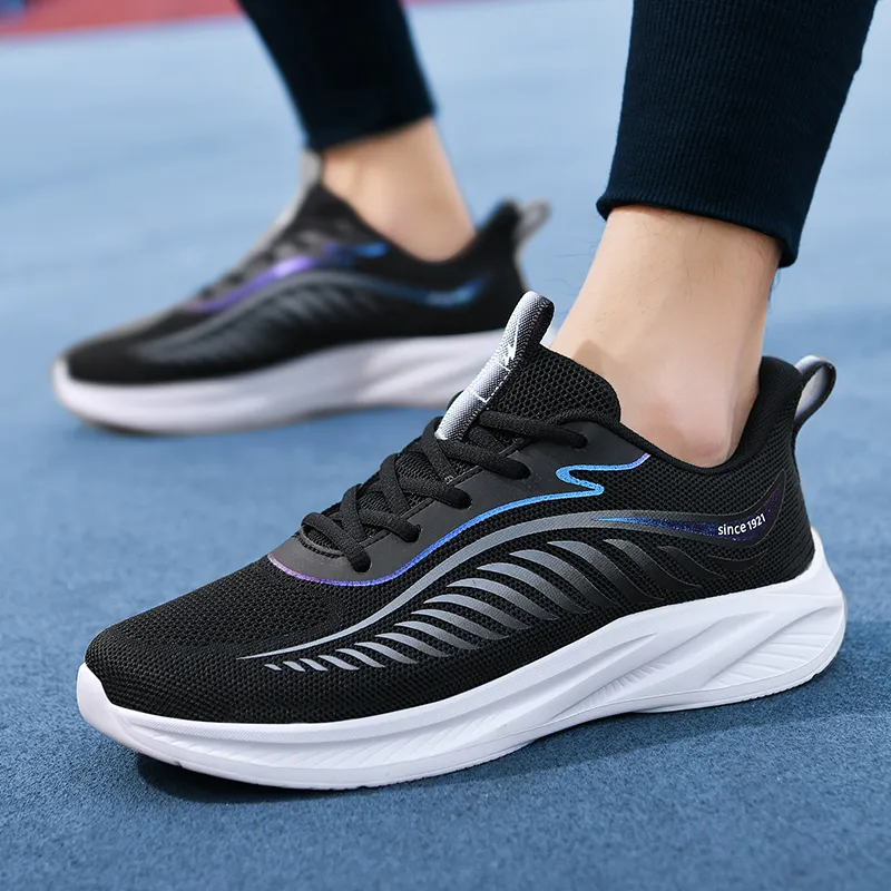 Binary Cushioning Rebound Lightweight Breathable Slip Resistant Low Top Running Shoes Men's Black-2