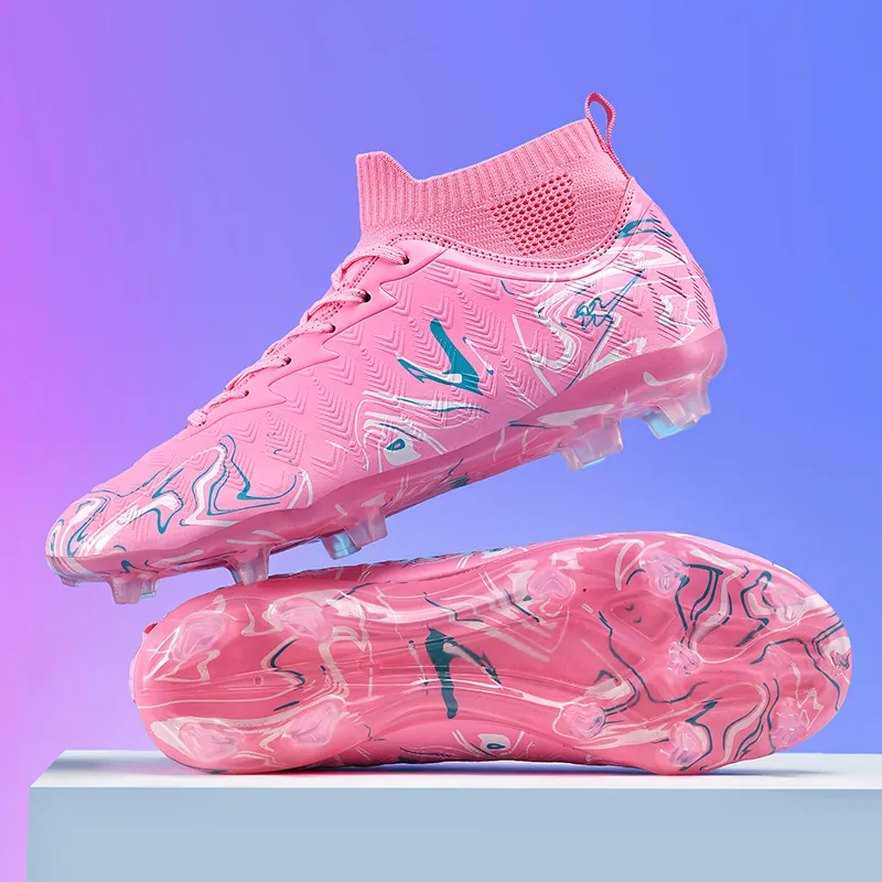 Binary FG Firm Ground Cushioning Abrasion Resistant Lightweight Slip Resistant Soccer Shoes Unisex Rose Pink-3