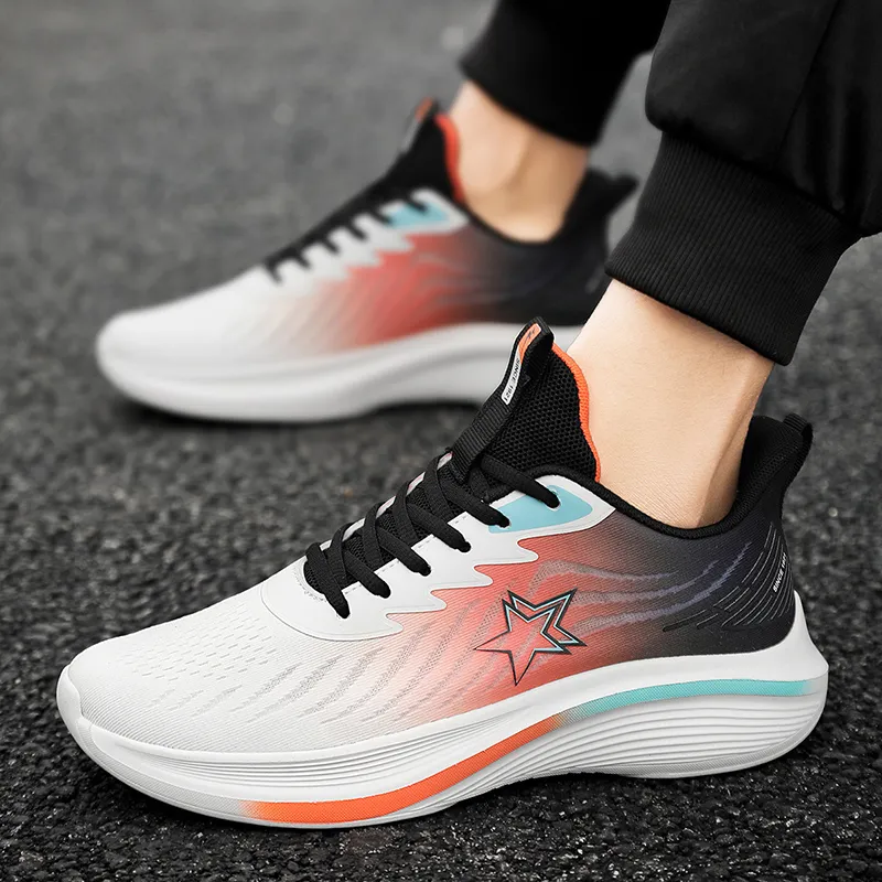 Binary Running Shoes Men Low Top Orange/Blue-4