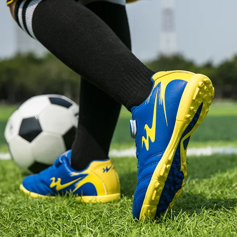Binary Breathable Coverage Support Lightweight Rebound Soccer Shoes Women's Blue-4