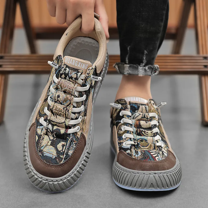 Binary Low Top Skateboard Shoes Men's Brown-6