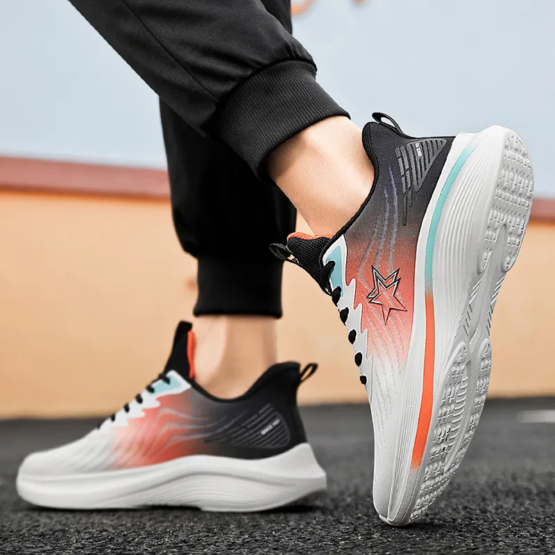 Binary Running Shoes Men Low Top Orange/Blue-5