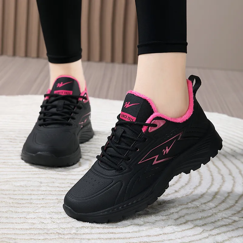 Binary Wear resistant And Lightweight Low Top Casual Shoes Women's All Black Red-8