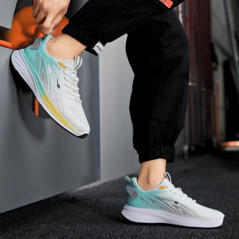 Binary Shock Absorbing, Non Slip, Wear Resistant, Breathable And Lightweight Low Top Running Shoes Men's White Green-9