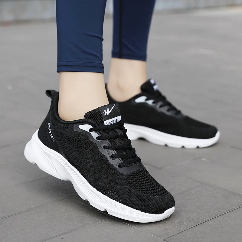 Binary Shock Absorbing, Non Slip, Wear Resistant, Breathable And Lightweight Low Top Running Shoes Women's Black White-5