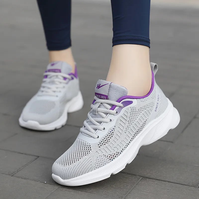 Binary Shock Absorbing, Non Slip, Wear Resistant, Breathable And Lightweight Low Top Casual Shoes Women's Gray Purple-8
