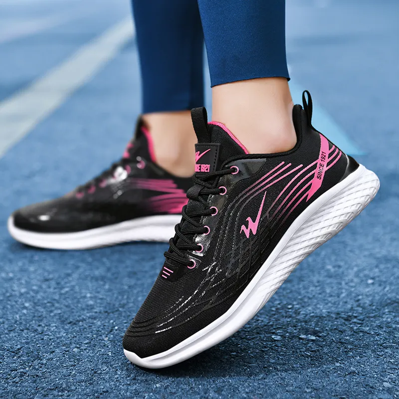 Binary Sports Running Shoes Women's Black Rose Red-2