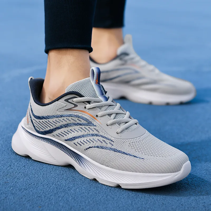 Binary Cushioning Anti Slip And Wear Resistant Breathable Support Low Top Running Shoes Men's Gray-5