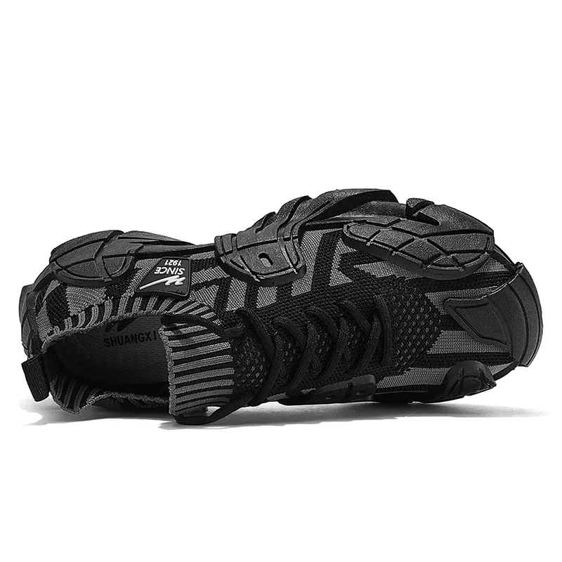 Binary Abrasion Resistant Slip Resistant Low Top Chunky Sneakers Men's Black Gray-3
