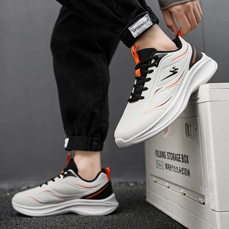Binary Low Top Running Shoes Men's Ivory White-5