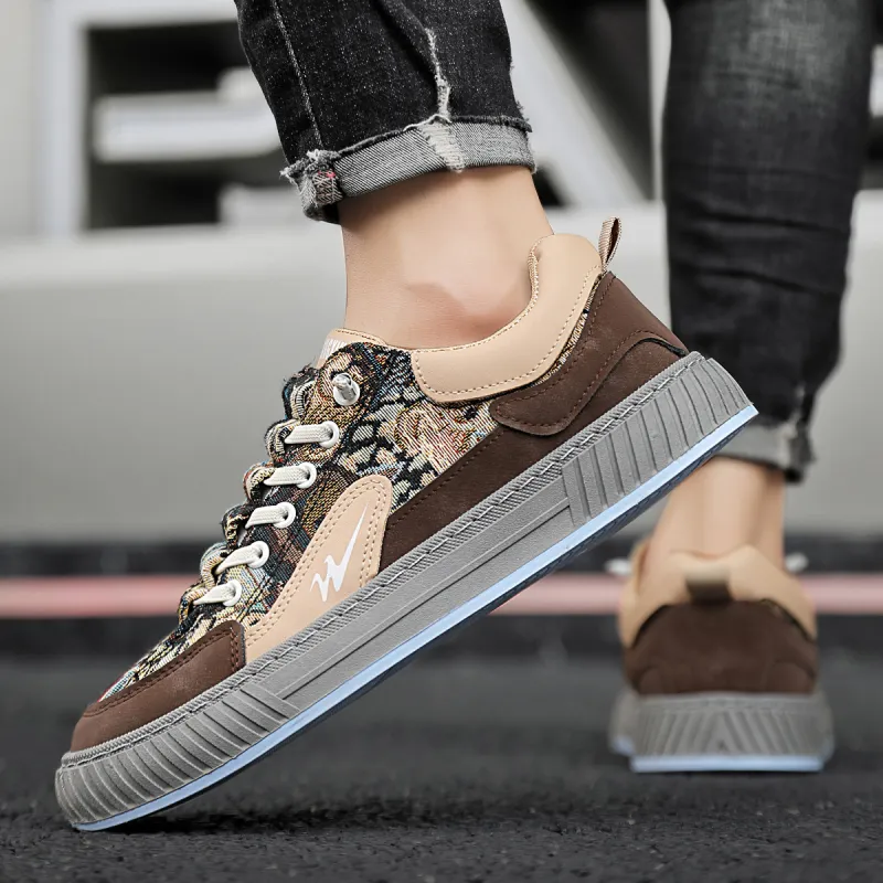 Binary Low Top Skateboard Shoes Men's Brown-9