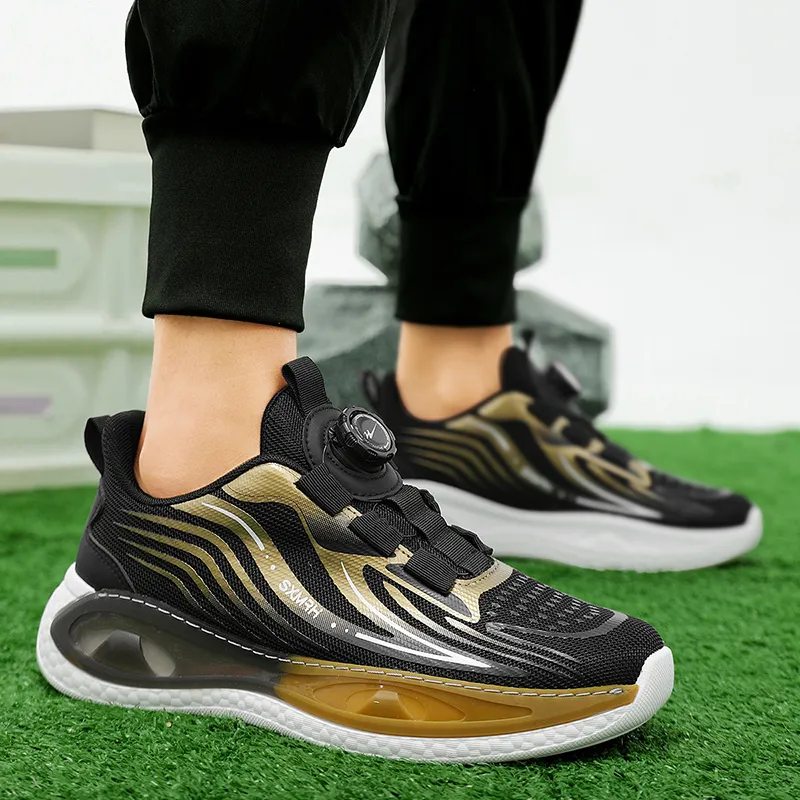 Binary Low Top Running Shoes Men's Black Gold-11