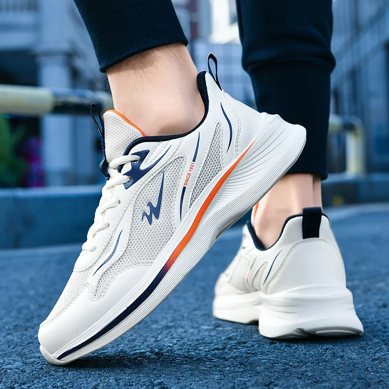 Binary Cushioning, Lightweight, Breathable, Slip Resistant Low Top Running Shoes Men's Ivory White-7