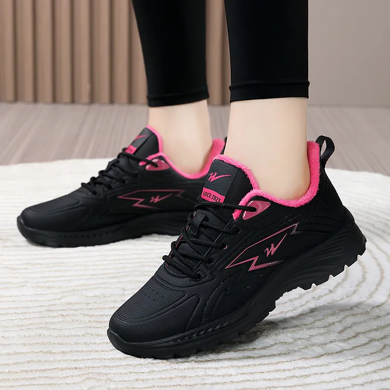 Binary Wear resistant And Lightweight Low Top Casual Shoes Women's All Black Red-5