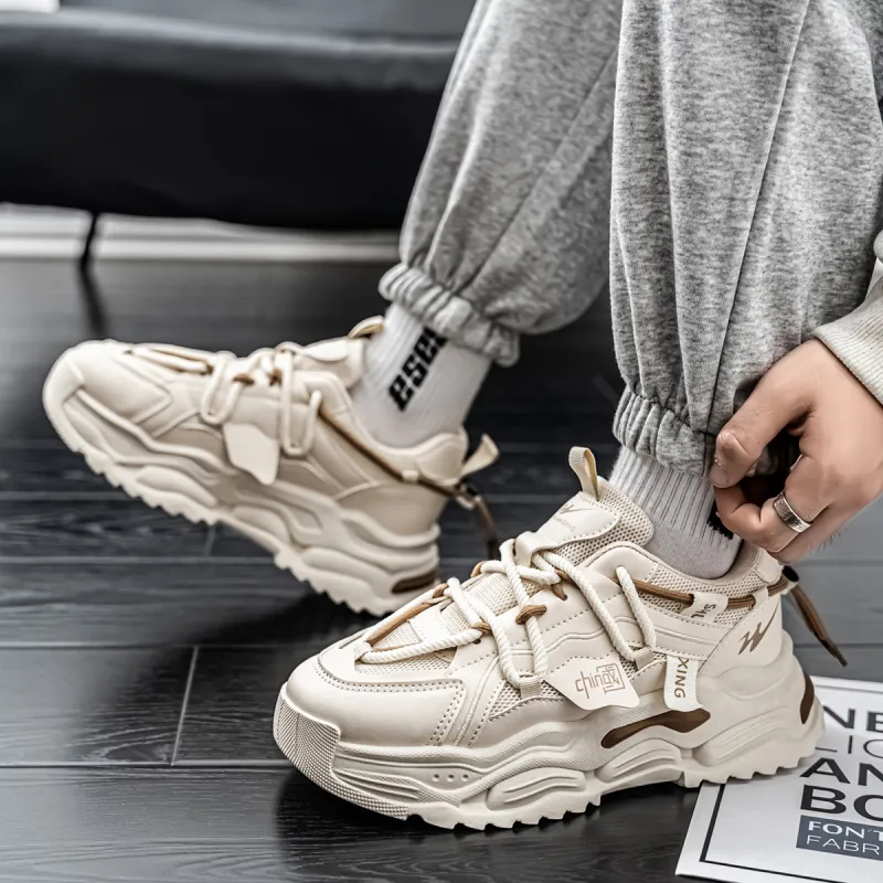 Binary Low Top Chunky Sneakers Men's Beige-6