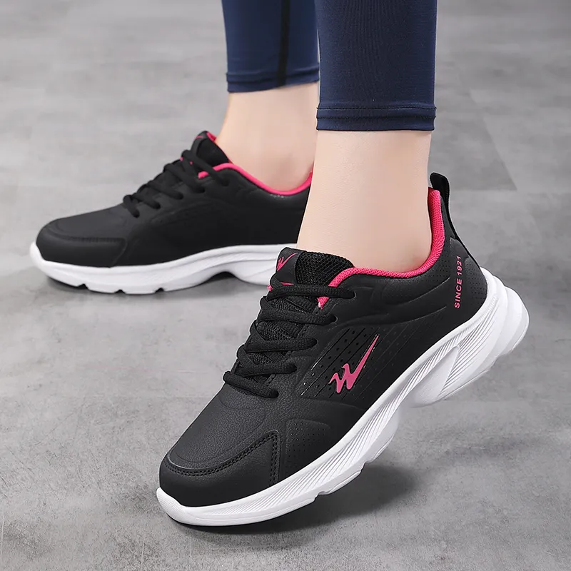 Binary Low Top Running Shoes Women's Black Rose Red-6