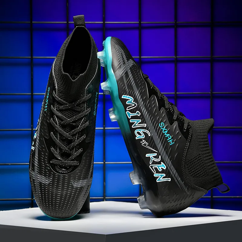 Binary FG Firm Ground Cushioning Lightweight Slip Resistant Soccer Shoes Unisex Black-4