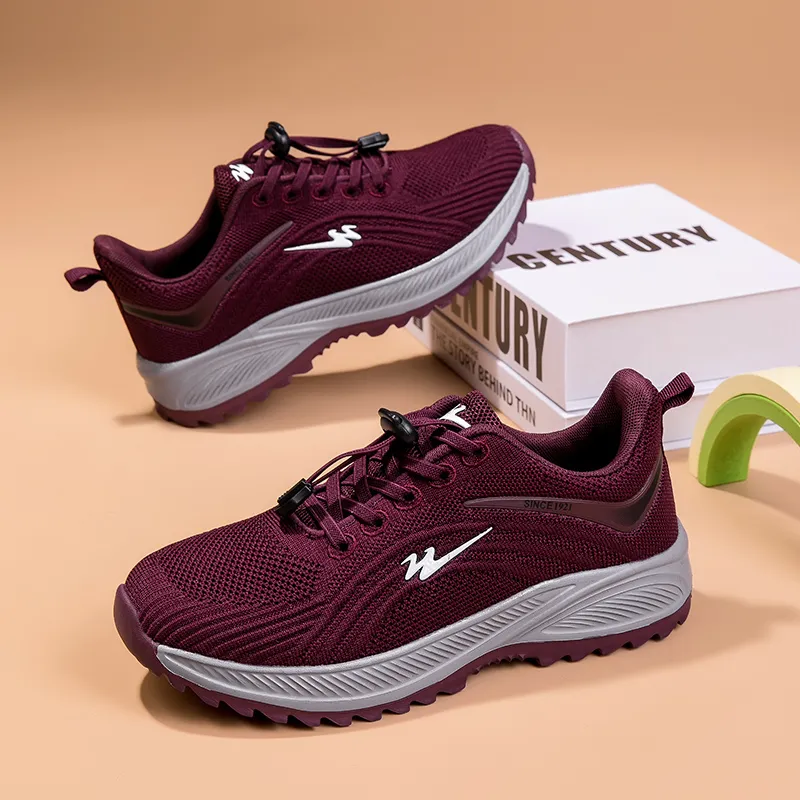Binary Cushioning, Lightweight, Breathable, Slip Resistant Low Top Casual Shoes Women's Maroon-5