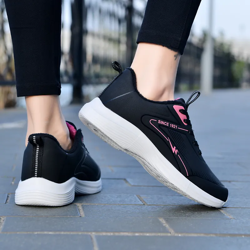 Binary Low Top Running Shoes Women's Black Rose Red-6