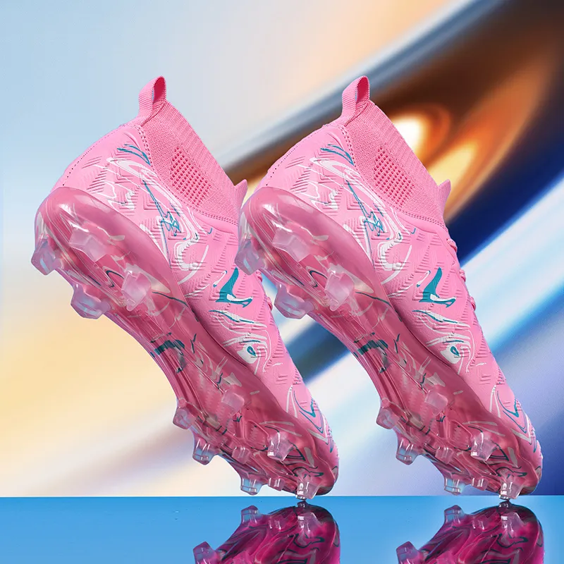 Binary FG Firm Ground Cushioning Abrasion Resistant Lightweight Slip Resistant Soccer Shoes Unisex Rose Pink-2