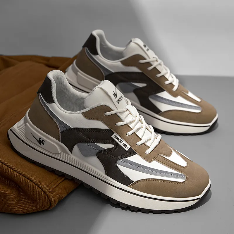 Binary Low Top Running Shoes Men's Khaki-3