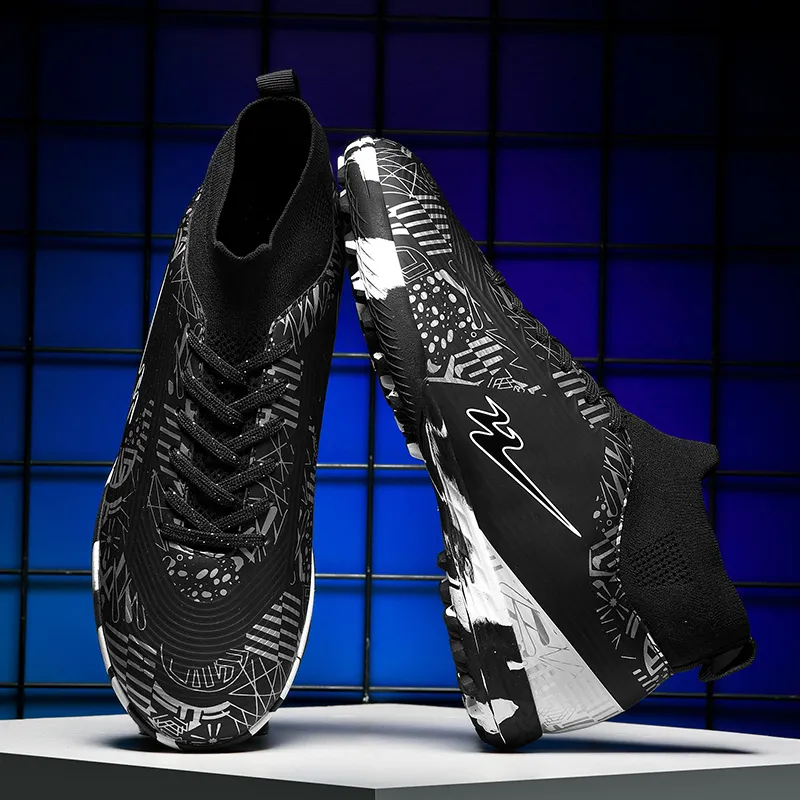 Binary TF Turf Cushioning Abrasion Resistant Lightweight Soccer Shoes Unisex Black White Silver-4